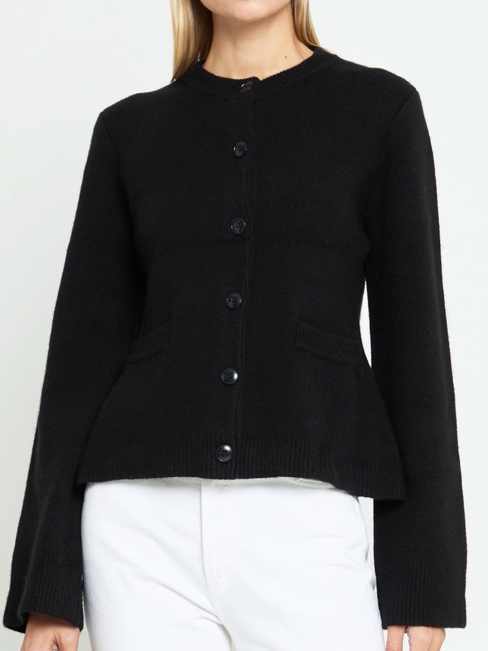 Few Moda Kourt Averie Wool Cashmere Classic Black Cardigan Sweater Luxury NWT